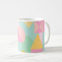 Cute Geometric Shapes Collage in Spring Pastels