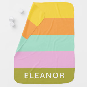 Cute Geometric Stripes Bright Pastels Personalised Baby Blanket