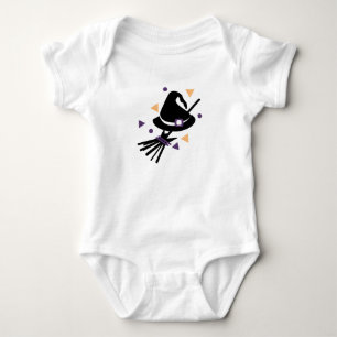 Cute Geometric Witch Hat and Broom Costume Party Baby Bodysuit