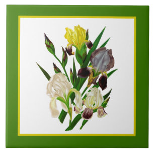 cute German iris floral decor vintage Ceramic Tile