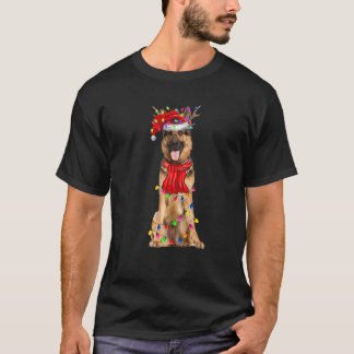 Cute German Shepherd Christmas Tree Lights Dog T-Shirt
