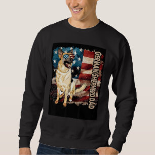 Cute German Shepherd Dad American Flag Patriotic 4 Sweatshirt