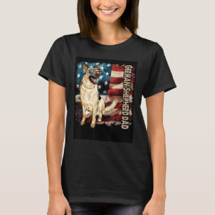 Cute German Shepherd Dad American Flag Patriotic 4 T-Shirt