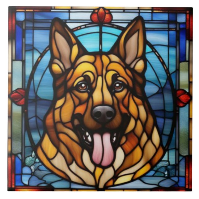 Cute German Shepherd Decorative Tile (Front)