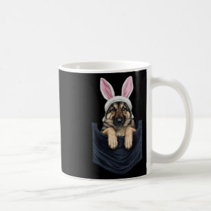 Cute German Shepherd Dog Bunny Hat In Pocket Easte Coffee Mug