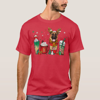 Cute German Shepherd Dog Christmas Coffee Pyjamas  T-Shirt