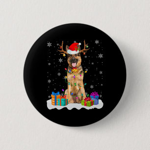 Cute German Shepherd Dog Christmas Lights Santa Ha 6 Cm Round Badge