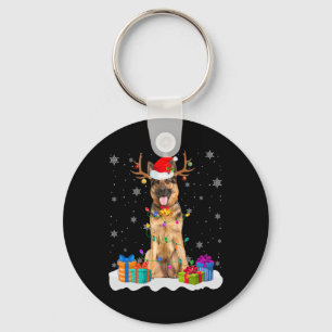 Cute German Shepherd Dog Christmas Lights Santa Ha Key Ring