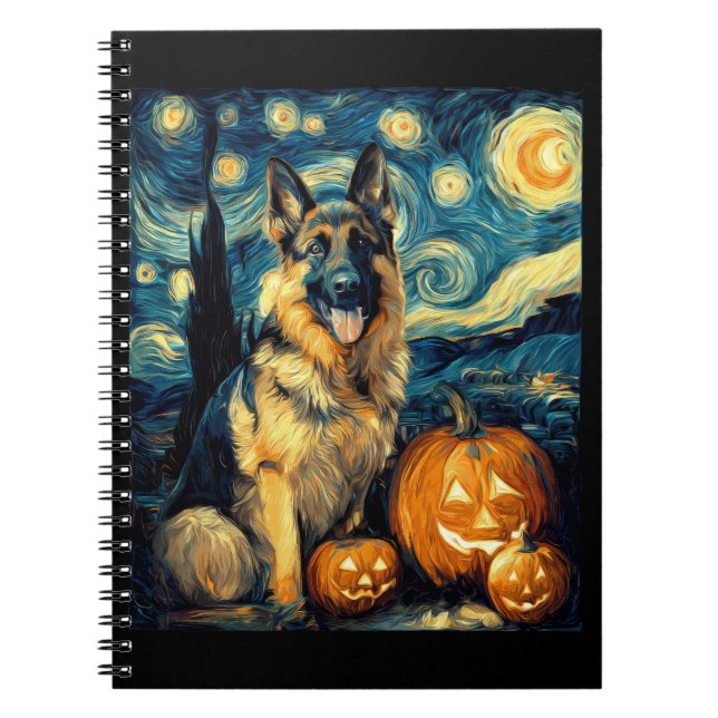 Cute German Shepherd Dog Halloween Jack O Lantern  Notebook (Front)