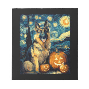 Cute German Shepherd Dog Halloween Jack O Lantern  Notepad