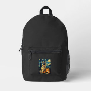 Cute German Shepherd Dog Halloween Jack O Lantern Printed Backpack
