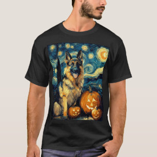 Cute German Shepherd Dog Halloween Jack O Lantern  T-Shirt