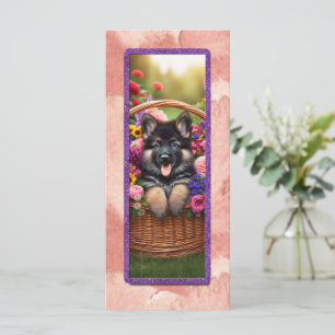 Cute German Shepherd Dog In A Basket