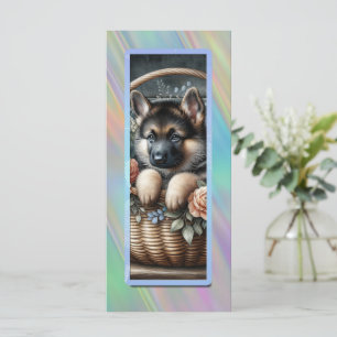 Cute German Shepherd Dog In A Basket