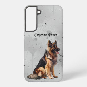 Cute German Shepherd Dog Pet Custom Name Samsung Galaxy Case