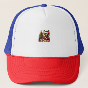 Cute German Shepherd Dog Santa Hat Christmas Tree