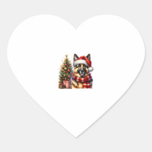 Cute German Shepherd Dog Santa Hat Christmas Tree Heart Sticker