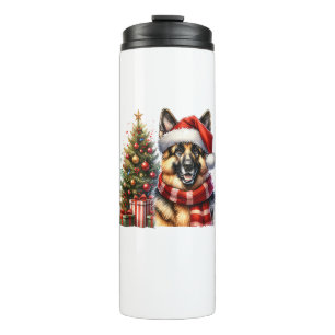 Cute German Shepherd Dog Santa Hat Christmas Tree  Thermal Tumbler