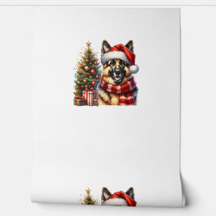 Cute German Shepherd Dog Santa Hat Christmas Tree  Wallpaper