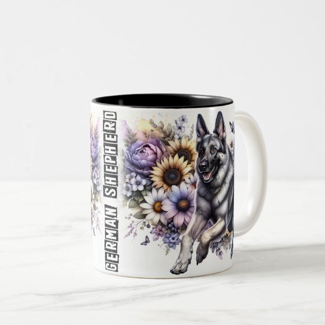 Cute German Shepherd Dog Two-Tone Coffee Mug (Front Right)