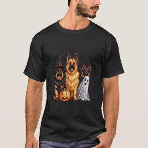Cute German Shepherd Dogs Halloween Ghost Pumpkin T-Shirt