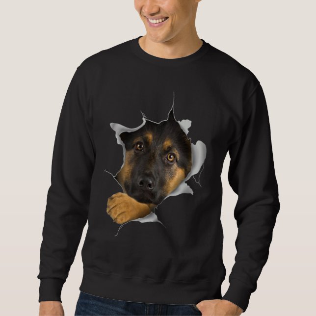 Cute German Shepherd Face Inside Sweatshirt (Front)