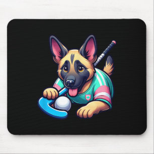 Cute German Shepherd Field Hockey Puppy Mascot Mouse Pad