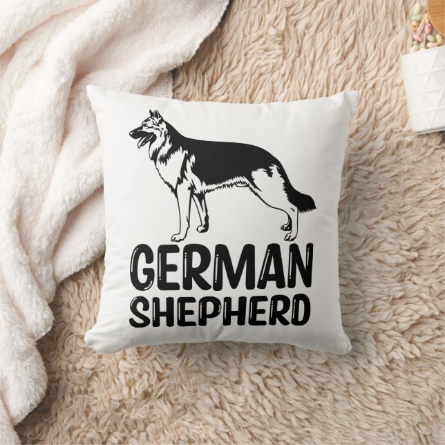 Cute German Shepherd Gift Black White Puppy Dog Cushion (Blanket)