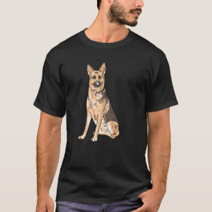 Cute German Shepherd Illustration Dog Owner T-Shirt