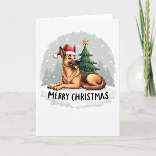 Cute German Shepherd in Santa Hat Christmas Card