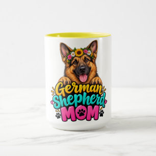 Cute German Shepherd Mum Flower Crown - GSD Dog M Mug
