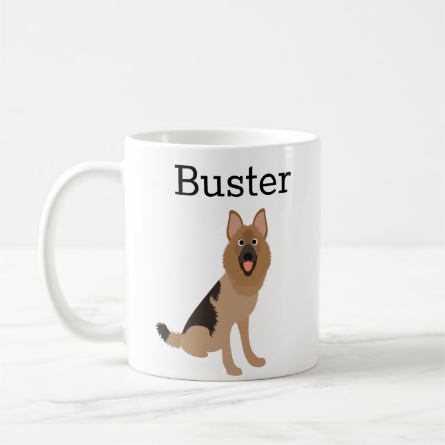 Cute German Shepherd Personalised Gift Coffee Mug (Left)