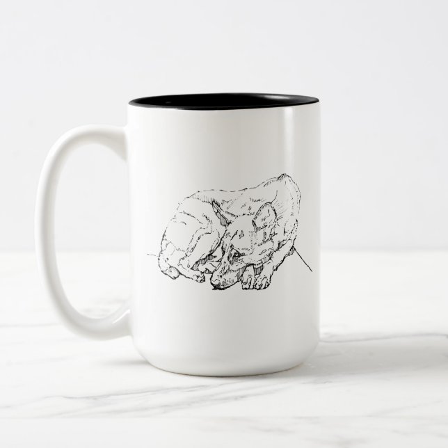 Cute German Shepherd Personalized Coffee Two-Tone Coffee Mug (Left)