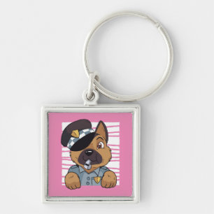 Cute German Shepherd Police Puppy Key Ring