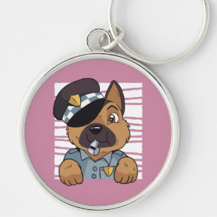 Cute German Shepherd Police Puppy Key Ring