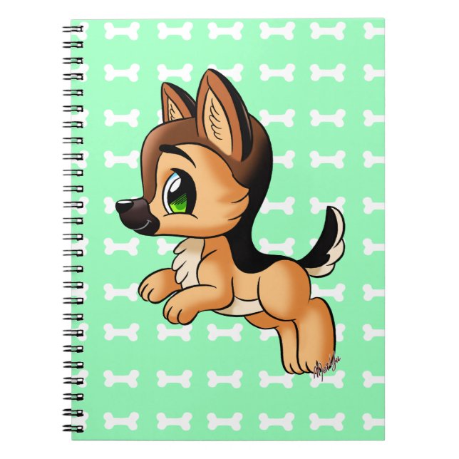 Cute German Shepherd Puppy Art Notebook (Front)