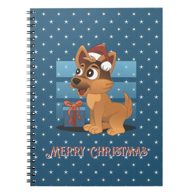 Cute German Shepherd puppy Cartoon Starry muted Notebook (Front)