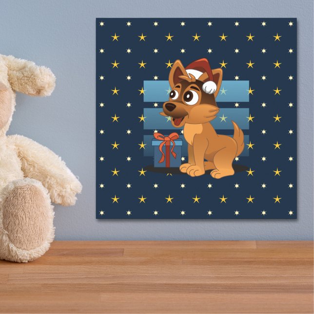 Cute German Shepherd puppy Cartoon Starry night Poster (Creator Uploaded)