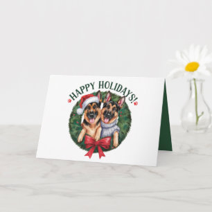 Cute German Shepherd Puppy Dog Merry Christmas  Card
