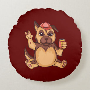 Cute German Shepherd Puppy Round Cushion