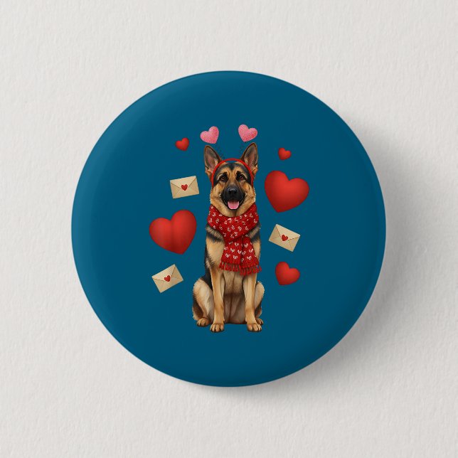 Cute German Shepherd Valentine’s Day Dog Mom - Ger 6 Cm Round Badge (Front)