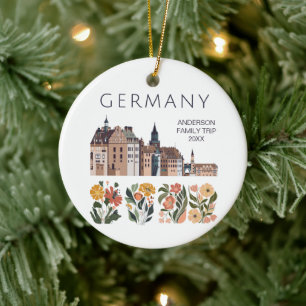 Cute Germany Floral City  Ceramic Ornament