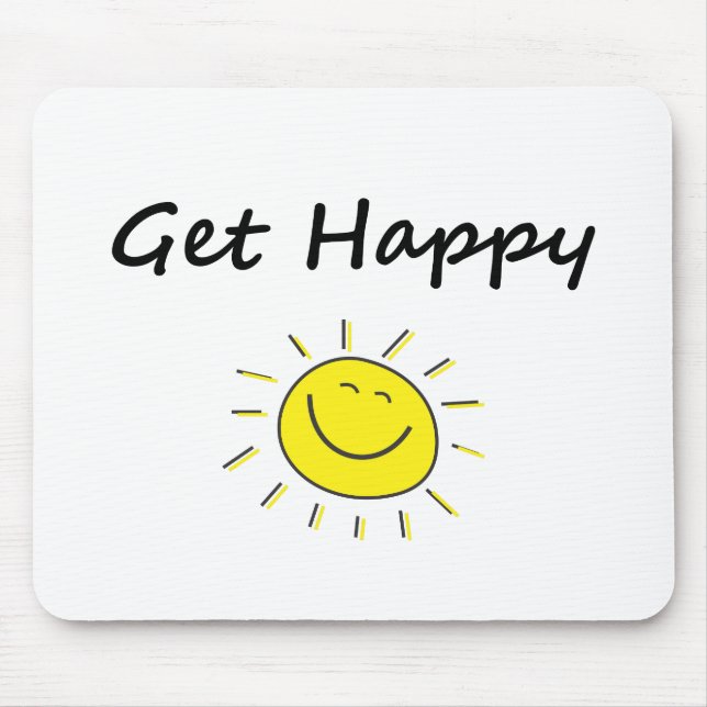 Cute Get Happy Smiling Sun Face Light-Colour Mouse Pad (Front)