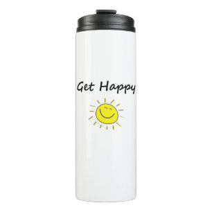 Cute Get Happy Smiling Sun Face Light-Colour Thermal Tumbler