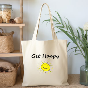 Cute Get Happy Smiling Sun Face Light-Colour Tote Bag