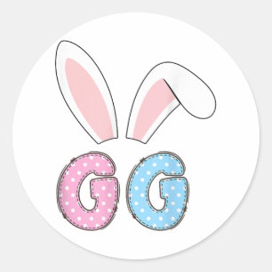 Cute Gg Happy Easter Bunny Matching Family Outfit  Classic Round Sticker