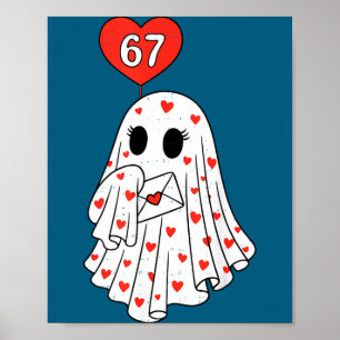 Cute Ghost 6 7 Six Seven Meme Valentines Day Men W Poster