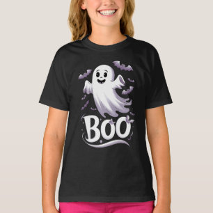 Cute Ghost and Bats 'Boo' Halloween T-Shirt