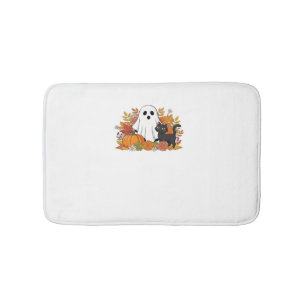 Cute Ghost and Black Cat Classic T-Shirt Bath Mat