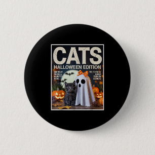 Cute Ghost And Black Cat Funny Halloween Zine Grap 6 Cm Round Badge